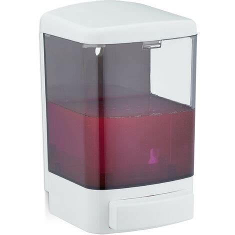 Relaxdays Distributeur De Savon Mural Ml Rechargeable Poussoir