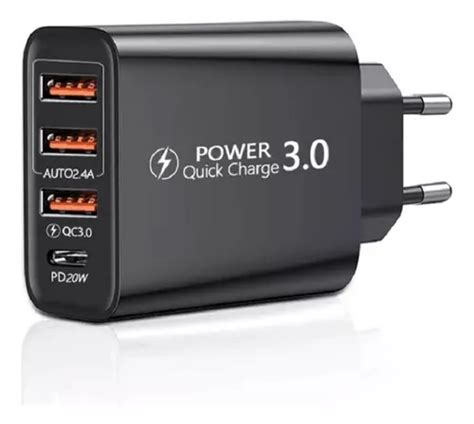 Carregador Fonte Turbo 36w Qc 3 0 Tipo C 3 Usb Tomada Rápida