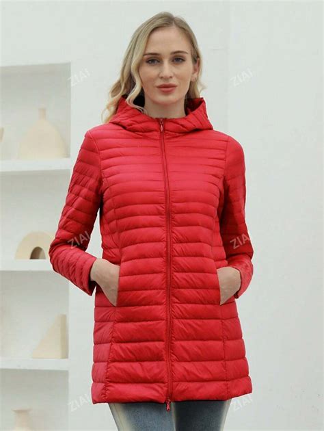 Ziai Chaqueta Con Capucha De Plumas De Unicolor Casual Para Mujer