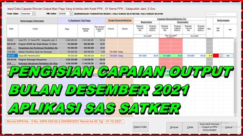 CARA MENGISI CAPAIAN OUTPUT BULAN DESEMBER 2021 APLIKASI SAS SATKER