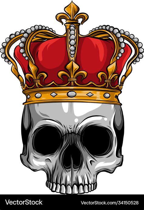 Hand Drawn King Skull Wearing Crown Royalty Free Vector