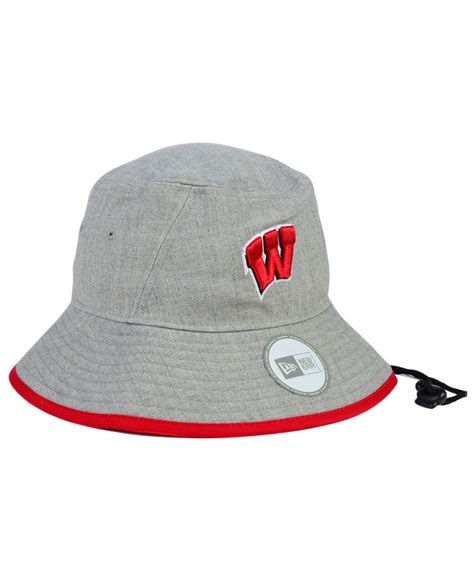 KTZ Wisconsin Badgers Tip Bucket Hat in Gray for Men - Lyst