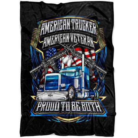 American Trucker American Veteran Trucker Throw Blanket Ts For