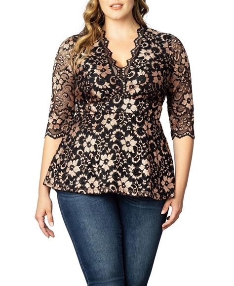 Kiyonna Womens Plus Size Luxe Lace Top Macys