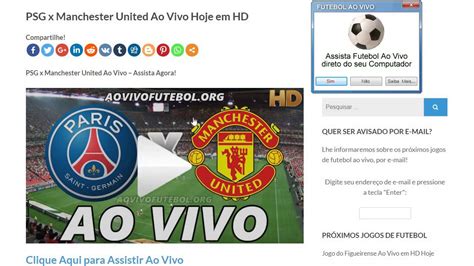 Psg X Manchester United Ao Vivo Em Hd Youtube