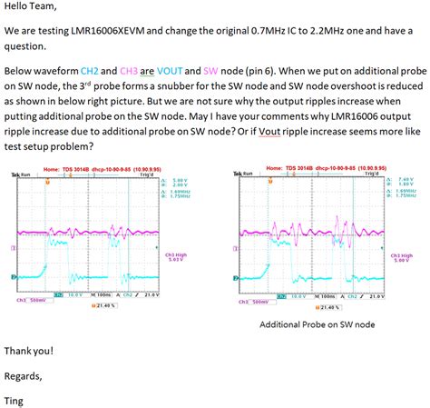 Lmr Output Ripple Increase With Additional Probe Pf M Ohm