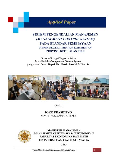 Management Control System Sistem Pengendalian Manajemen Di Smk Negeri