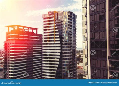 Apartment Buildings In Sunset Stock Image Image Of Apartments