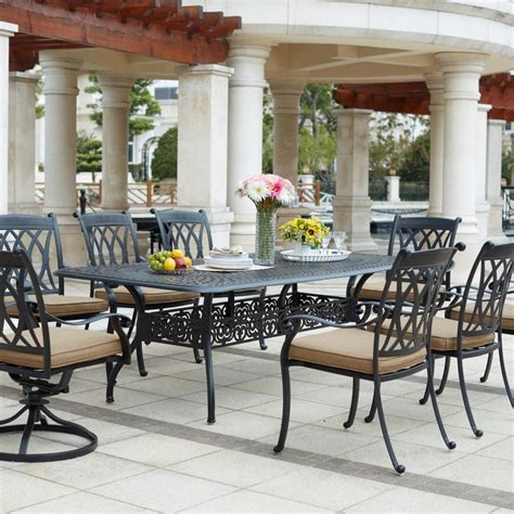 Capri 9 Piece Cast Aluminum Patio Dining Set W 92 X 42 Inch Rectangular Dining Table By Darlee