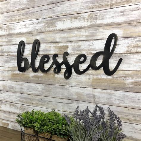 Blessed Wood Cutout Blessed Wooden Sign Wall Hanging Decor Etsy