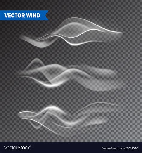 Realistic Wind Set On Transparent Background Vector Image