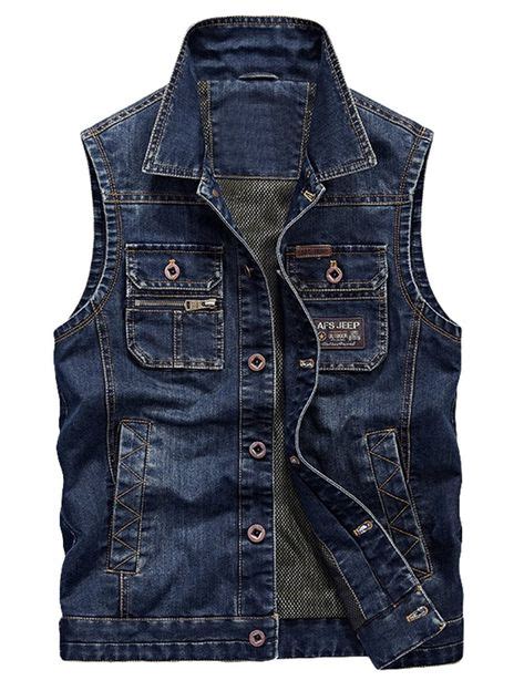 Men S Sleeveless Denim Vest Casual Slim Fit Button Down Jeans Vests