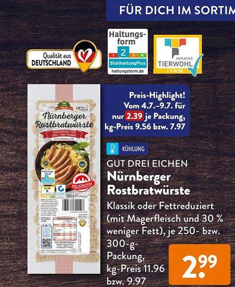 Gut Drei Eichen Nürnberger Rostbratwürste Angebot bei ALDI SÜD