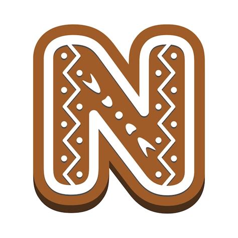 Gingerbread Letter N 크리스마스 쿠키 알파벳 Ginger Cookie Font Winter Holiday