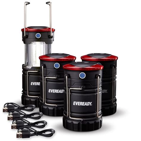 Eveready LED Camping Lanterns 4 Pack Hybrid Power Rechargeable