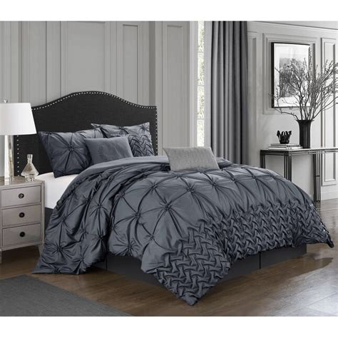 Nanshing 7 Piece Grey Queen Comforter Set In The Bedding Sets Department At