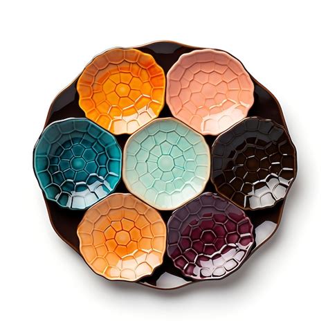 Elegant Ceramic Dessert Plate Glazed Material Assorted Colors Hexago