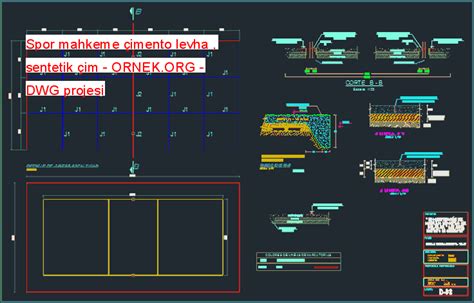 Proje Sitesi Spor Mahkeme çimento Levha Sentetik çim Autocad Projesi