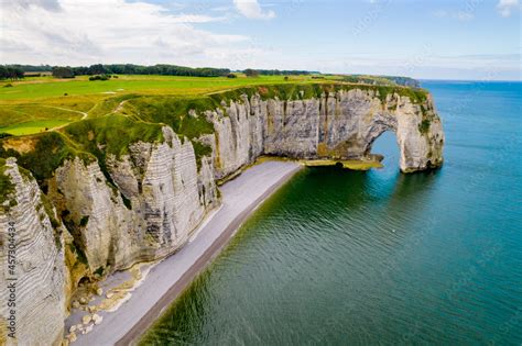 Etretat cliffs aerial shot Stock Photo | Adobe Stock