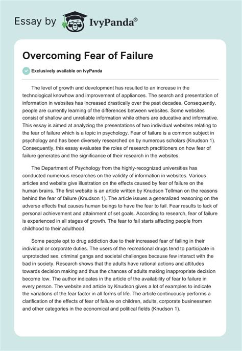 Overcoming Fear Of Failure Words Essay Example