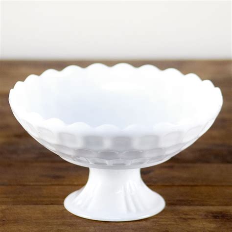 Footed Milk Glass Fruit Bowl Footed Milk Glass Fruit Bowl With Bubble Pattern White Milk