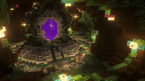 Giant Tree Over A Nether Portal On An Overworld Endnether Map