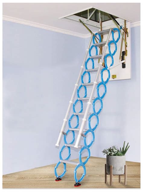 Invisible loft Ladder Alloy Hole Retractable Folding attic Stairs Pull Down Ceiling Ladder ...