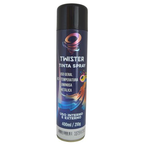 Tinta Spray Ml G Uso Geral Preto Brilhante Twister Madeiramadeira