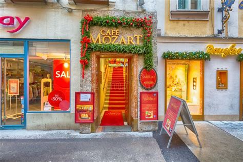 Mozart Cafe In Downtown Of Salzburg Austria Editorial Image Image Of