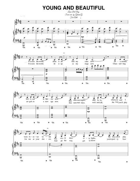 Young And Beautiful Piano Sheet Music Easy