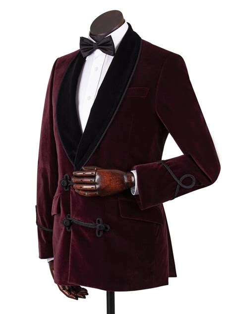 Piers Smoking Jacket Wine Velvet