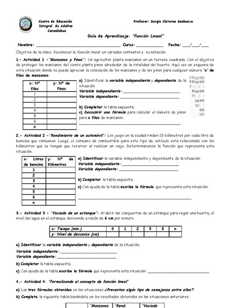 Pdf Gu A De Aprendizaje Funci N Lineal Dokumen Tips