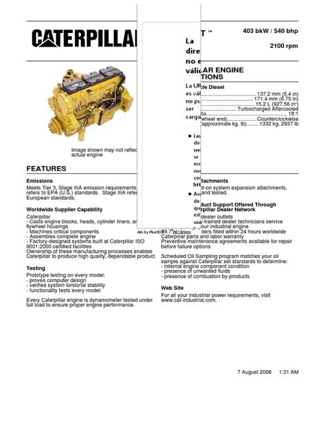 Cat C15 Specificationspdf Engines Diesel Engine