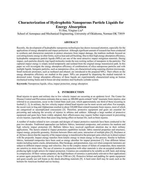 Characterization Of Hydrophobic Nanoporous Particle Liquids For Energy