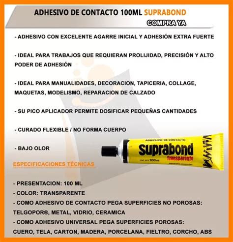 Pegamento Adhesivo De Contacto Transparente Ml Suprabond Mebuscar