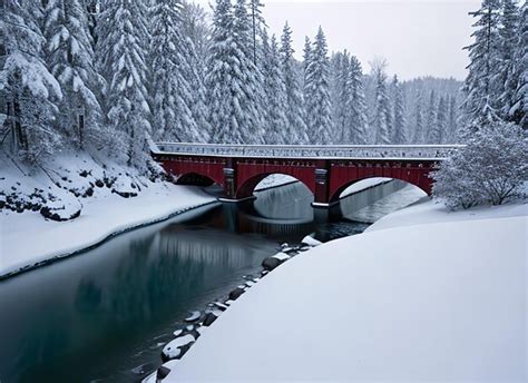 Premium AI Image | Winter bridge