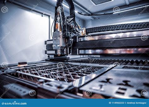 Cnc Laser Cutting Of Metal Modern Industrial Technology Stock Image