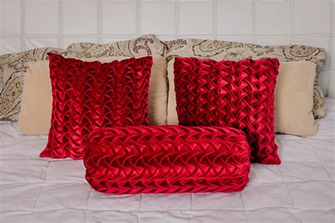 Dark Red Throw Pillow Covers Velvet Burgundy Pillows Etsy