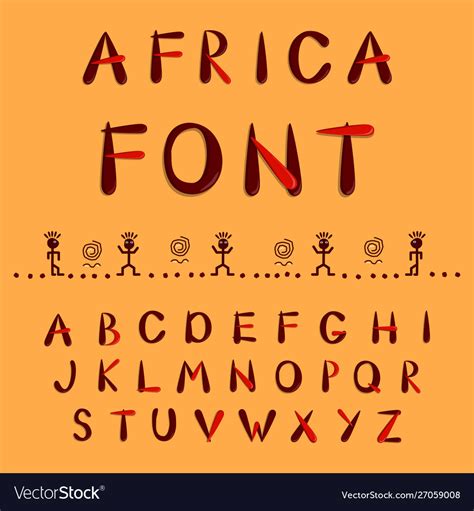 African ethnic alphabet drawn lettering Royalty Free Vector