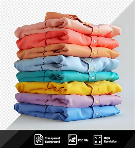 Premium Psd Transparent Of Stack Of Colorful Folded Shirts Png Png