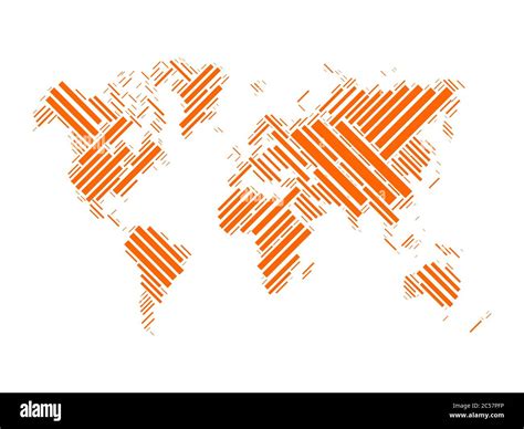 Vector Map Of World Mosaic Of Orange Blocks On White Background Stock