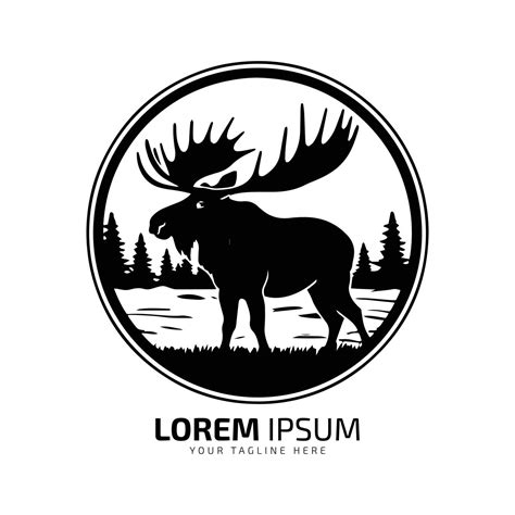 Minimal And Abstract Logo Of Moose Vector Elk Icon Fur Isolated