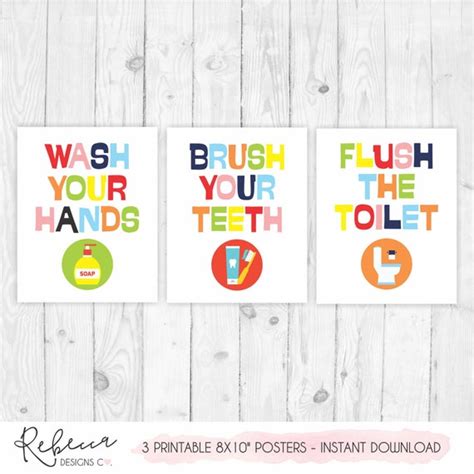 Kids bathroom printable kids bathroom signs bathroom wall decor prints ...