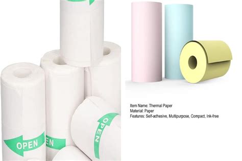 White Thermal Paper Mini Printer 10 Rolls 57x25mm Self Adhesive For