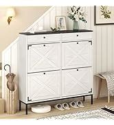 Amazon Brafab Freestanding Shoe Cabinet With Flip Drawers