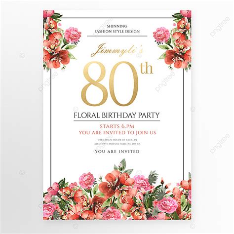 Free Printable Custom 80th Birthday Invitation Templates 41 Off