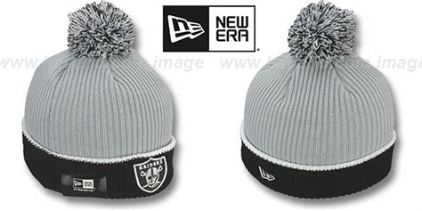 Oakland Raiders NFL FIRESIDE Grey-Black Knit Beanie Hat