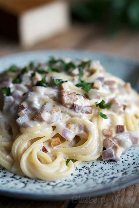 Cremige Spaghetti Carbonara Blueberry Vegan