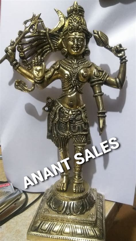 Golden Gold Plated Anant Brass Ardhanarishwar Sculpture Size