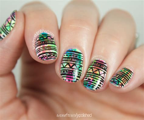 Wondrously Polished The Digital Dozen Does Neon Day Tribal Print